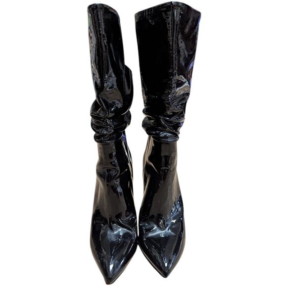 Paris Texas Slouchy Stiletto Boots Black Patent Leather Size 38 - Picture 3 of 7